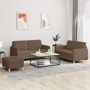 Loungeset 4-delig bruin stof met kussens
