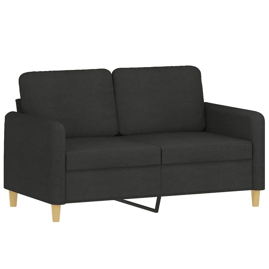 3-Delige Loungeset Met Kussens Stof Zwart met kussens en voetenbankje