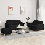 Loungeset 3-delig stof zwart