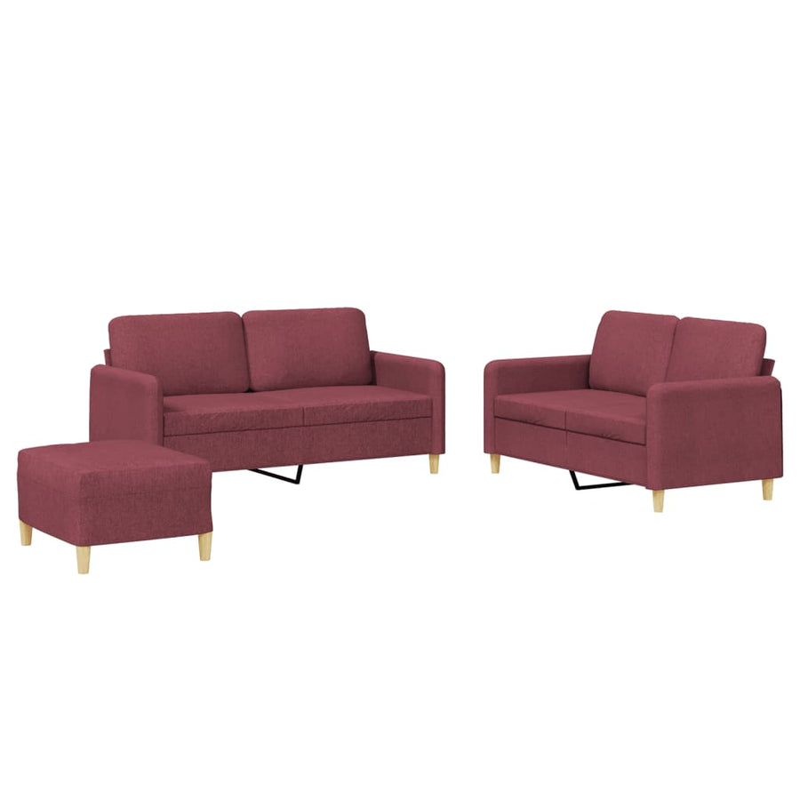3-Delige Loungeset Met Kussens Stof Wijnrood