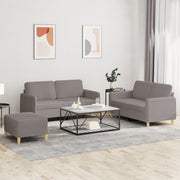 Loungeset 3-delig stof taupe met kussens