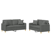 Loungeset 2-delig stof donkergrijs