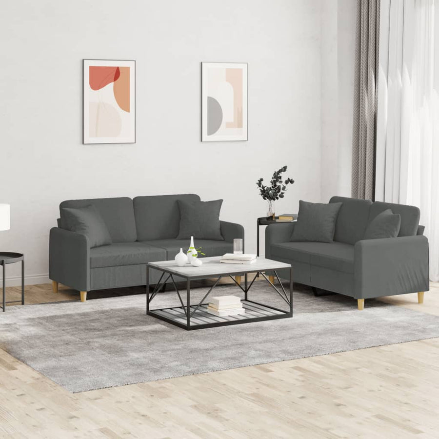 3-Delige Loungeset Met Kussens Stof