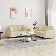 Loungeset 2-delig crèmekleurig stof
