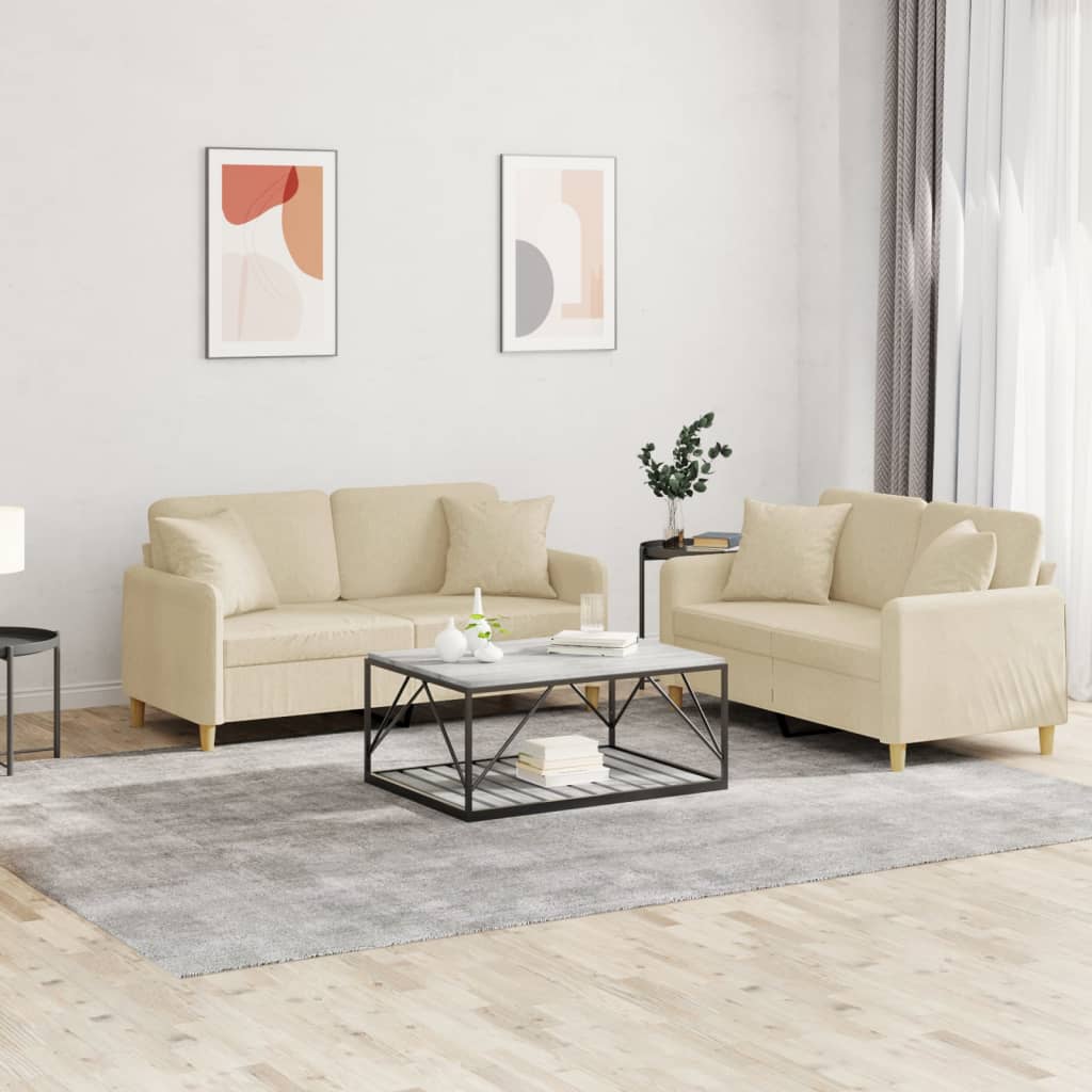 3-Delige Loungeset Met Kussens Stof