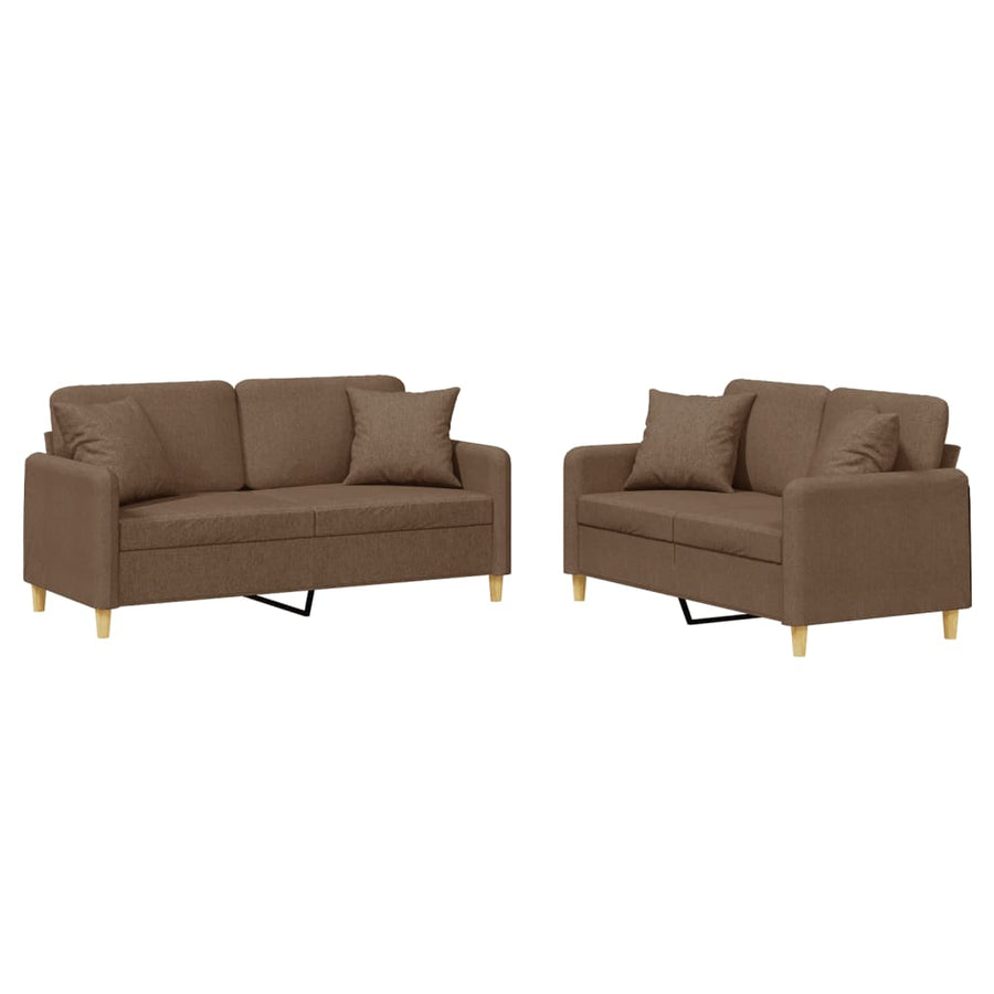 2-delige Loungeset met kussens stof bruin