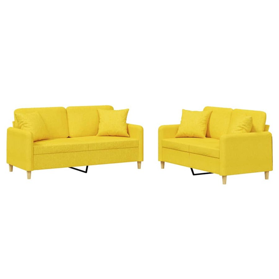 2-Delige Loungeset Stof Lichtgeel