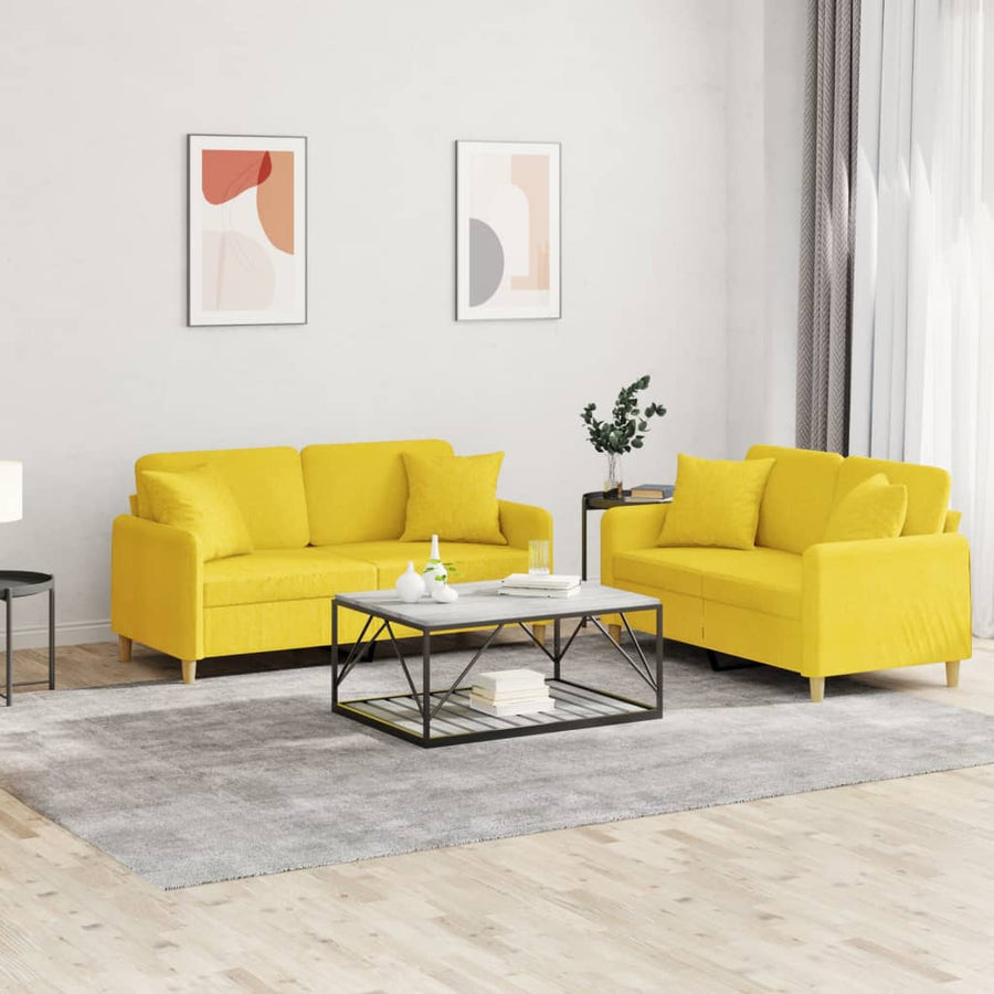 2-Delige Loungeset Stof Lichtgeel