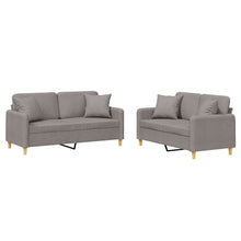 2-delige Loungeset met kussens stof taupe Taupe met kussens