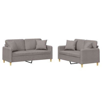 2-delige Loungeset met kussens stof taupe Taupe met kussens