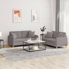 2-delige Loungeset met kussens stof taupe Taupe met kussens