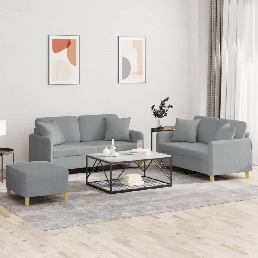 3-Delige Loungeset Met Kussens Stof