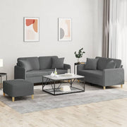 Loungeset 3-delig donkergrijs stof