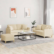 Loungeset 3-delig stof crèmekleurig