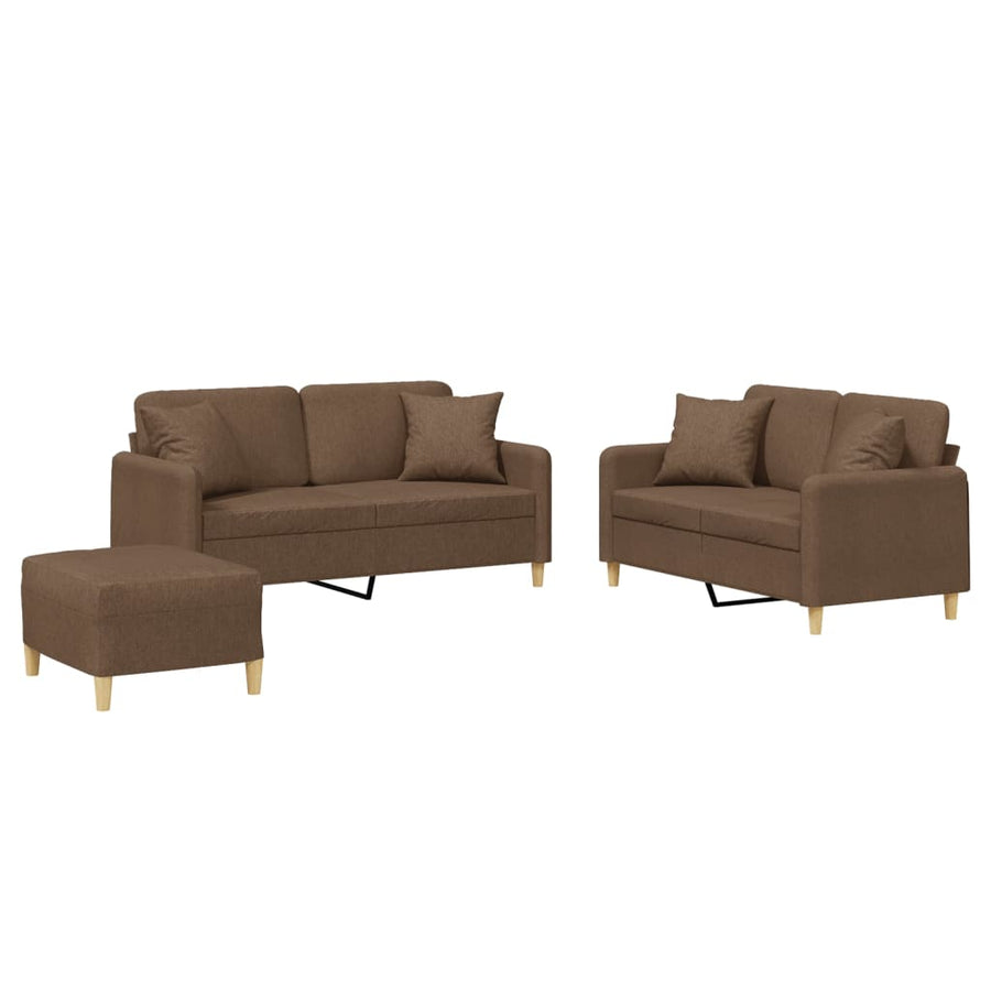 3-delige Loungeset met kussens stof bruin