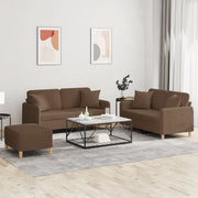 Loungeset 3-delig stof bruin met kussens