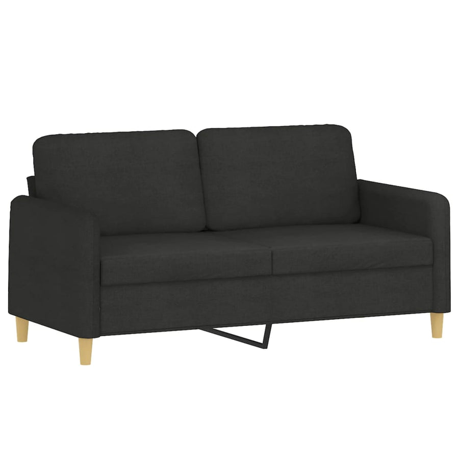 3-delige Loungeset met kussens stof zwart Zwart