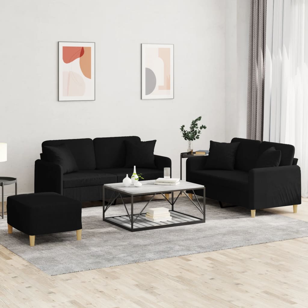3-Delige Loungeset Met Kussens Stof
