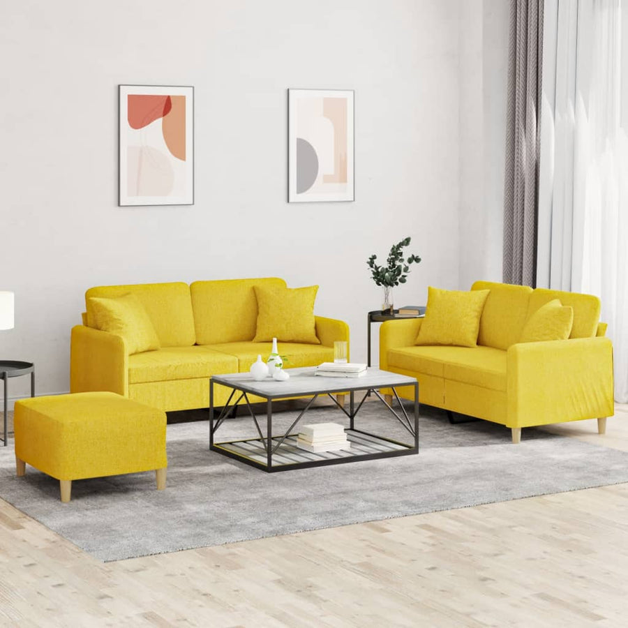 3-Delige Loungeset Met Kussens Stof