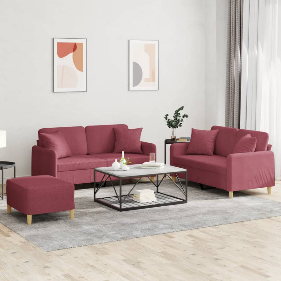 3-Delige Loungeset Met Kussens Stof