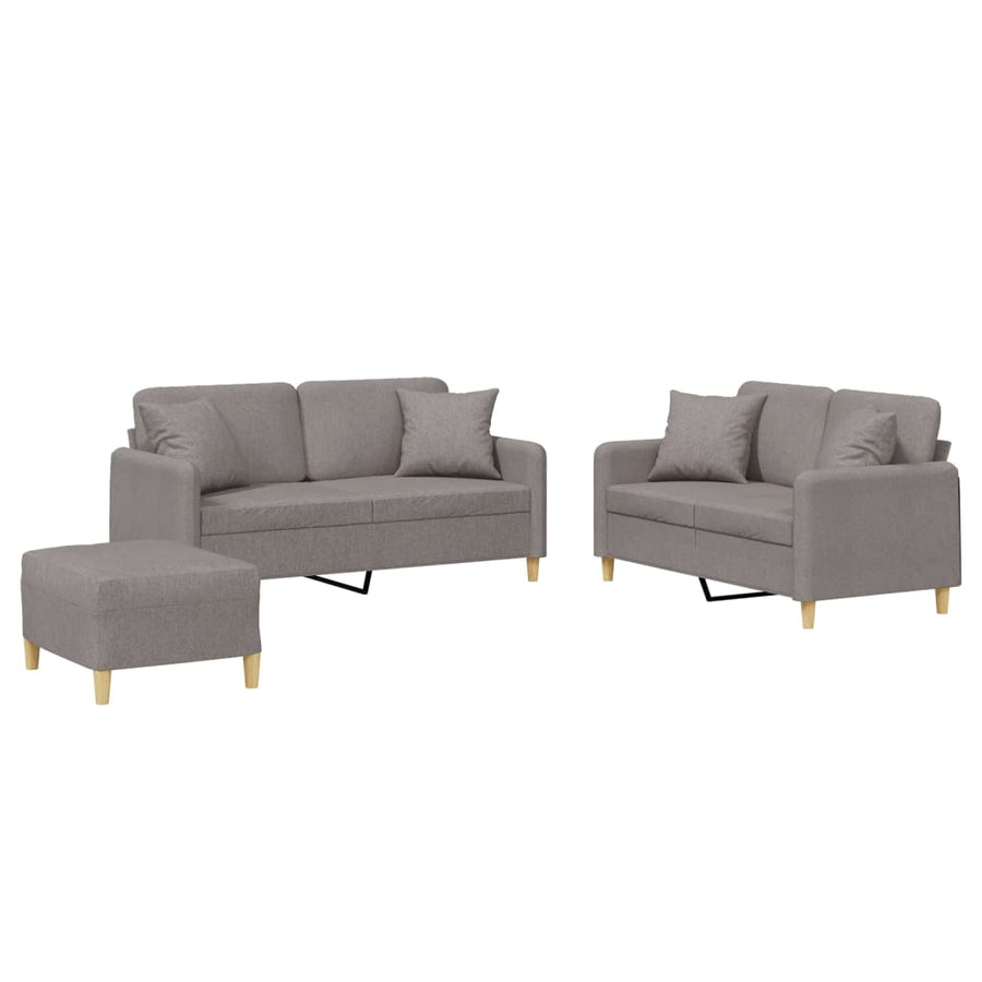 3-delige Loungeset met kussens stof taupe