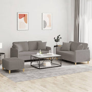 Loungeset 3-delig taupe stof met kussens