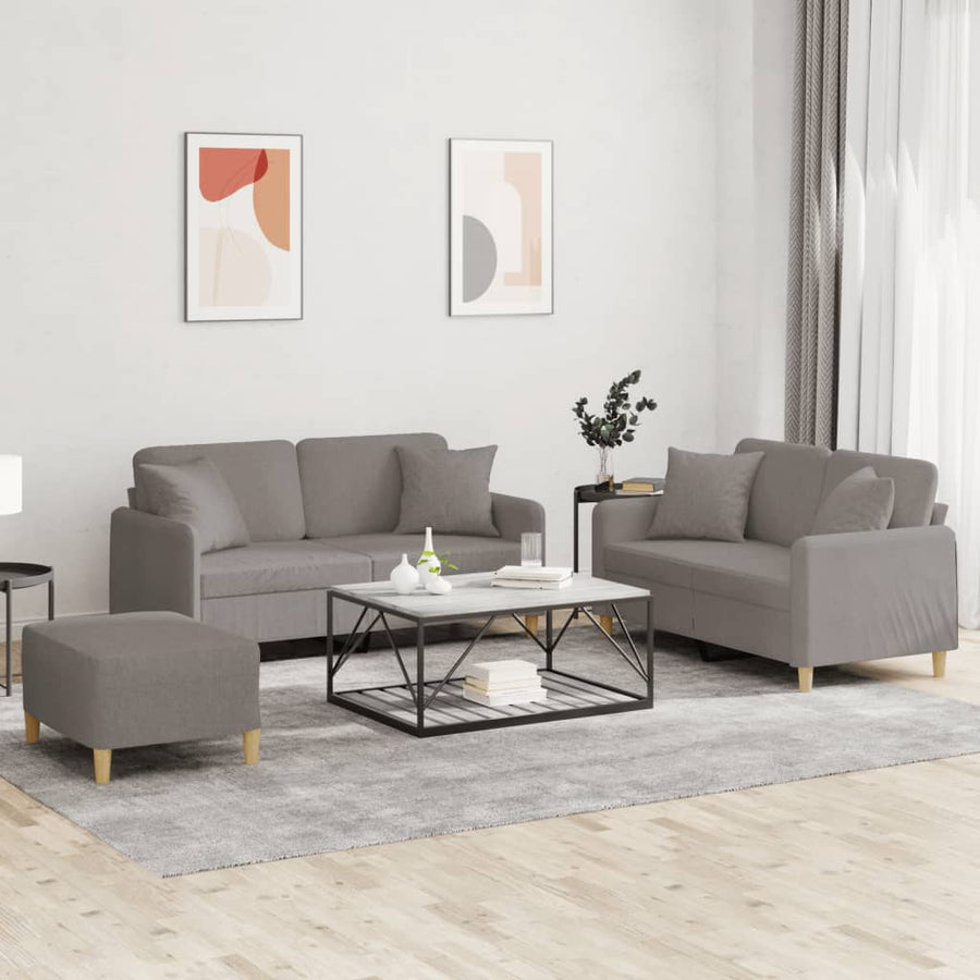 3-Delige Loungeset Met Kussens Stof