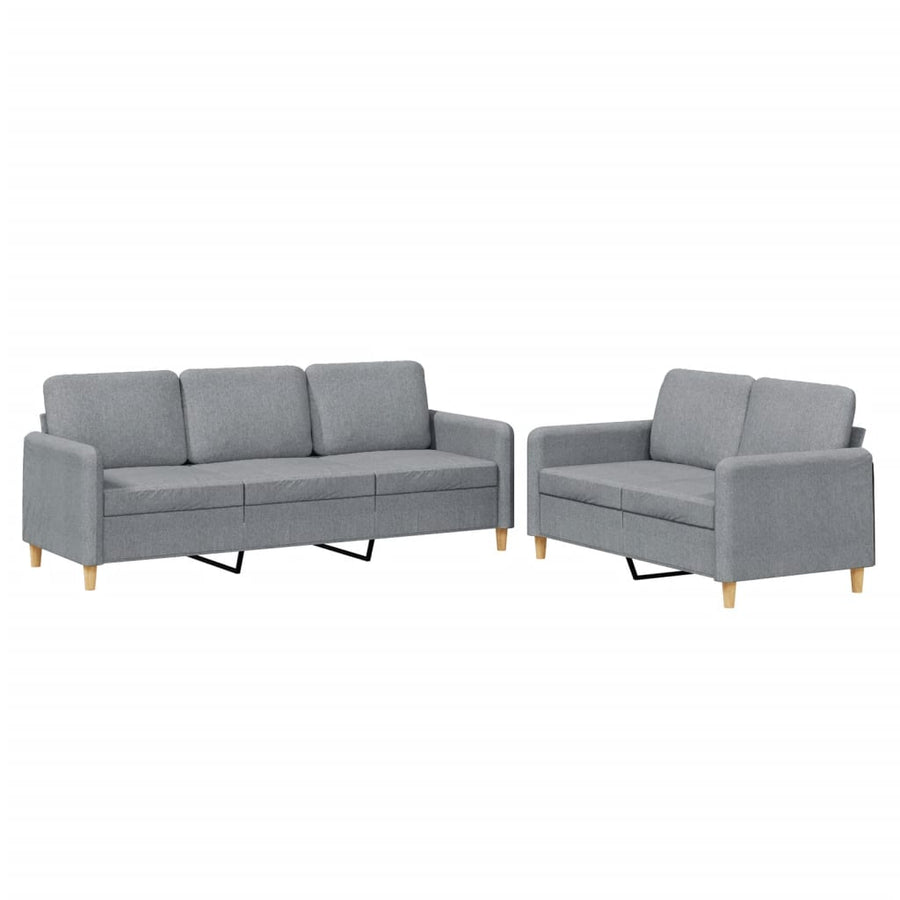 2-delige Loungeset met kussens stof lichtgrijs Lichtgrijs met kussens