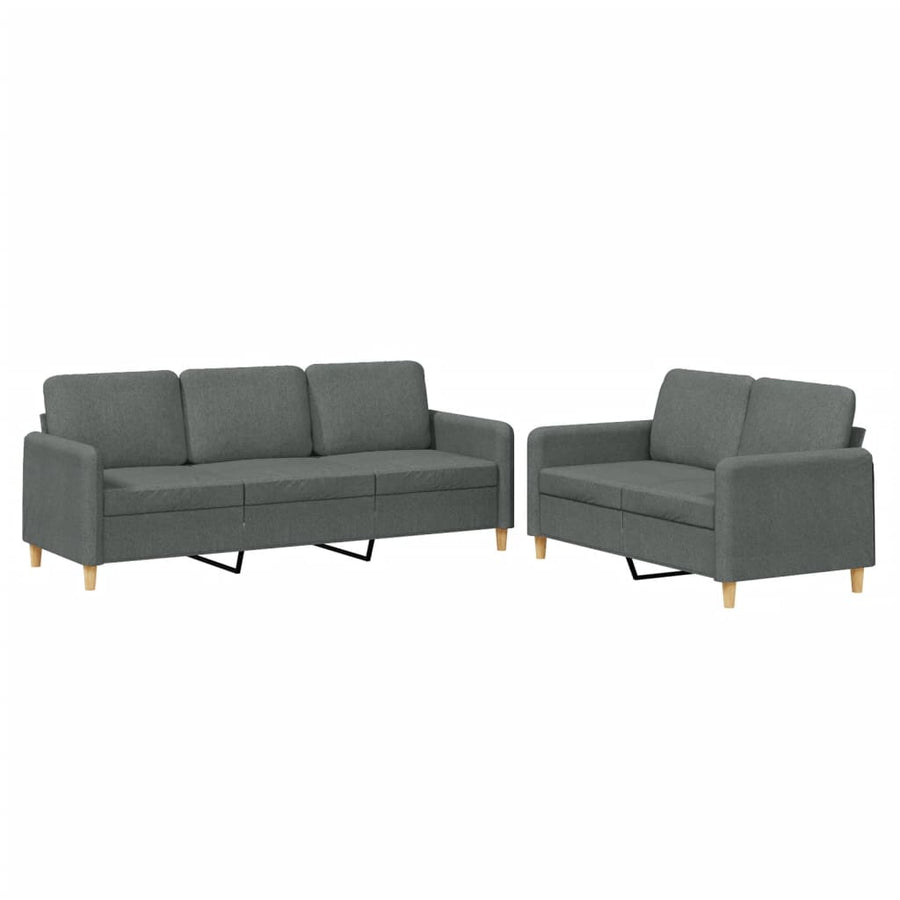 2-delige Loungeset met kussens stof donkergrijs Donkergrijs met kussens