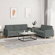 Loungeset 2-delig donkergrijs stof