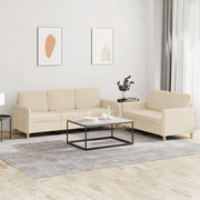 Loungeset 2-delig crèmekleurig stof