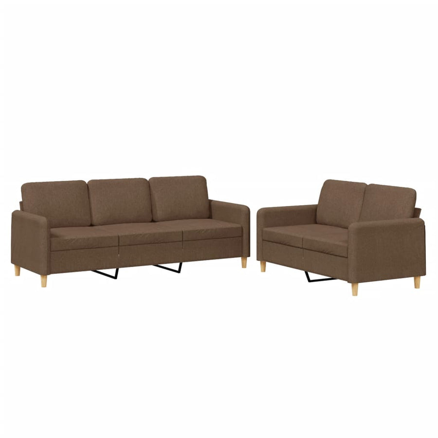 2-Delige Loungeset Stof Bruin met kussens