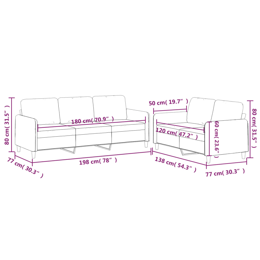 2-Delige Loungeset Stof Bruin met kussens
