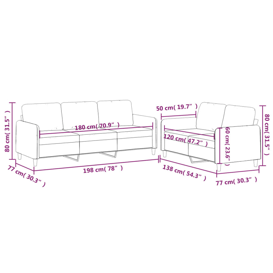 2-Delige Loungeset Stof Bruin met kussens