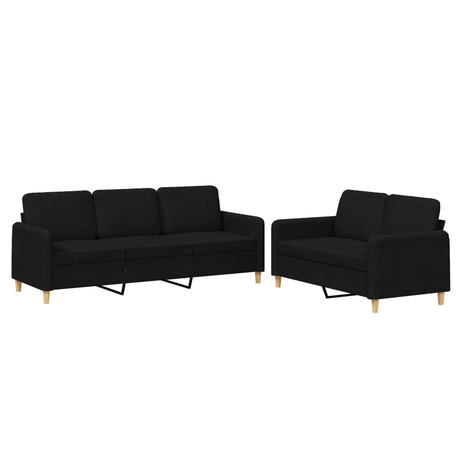 2-Delige Loungeset Stof Zwart met kussens