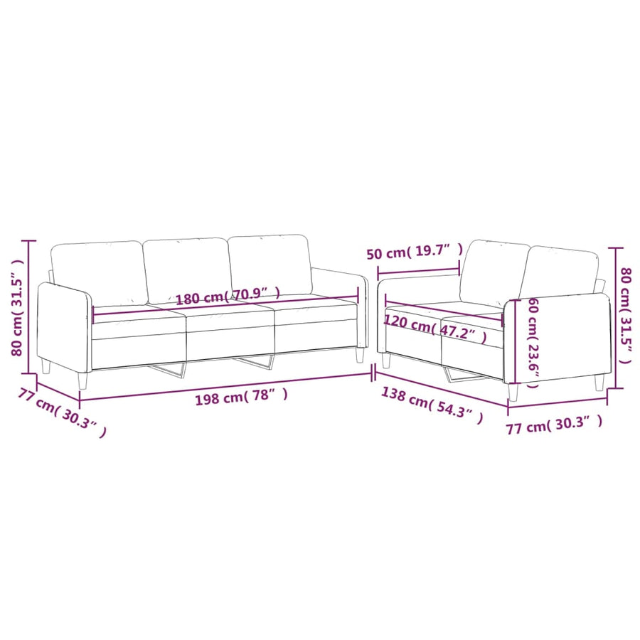 2-Delige Loungeset Met Kussens Stof Wijnrood