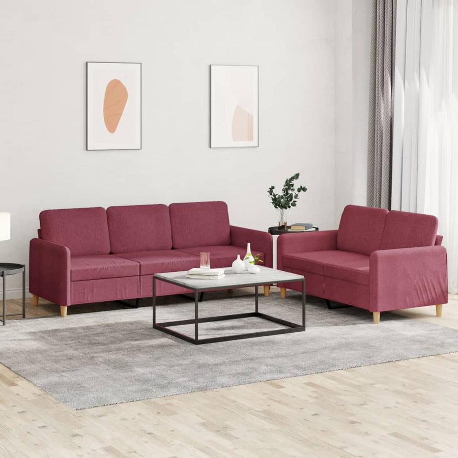 2-Delige Loungeset Met Kussens Stof Wijnrood
