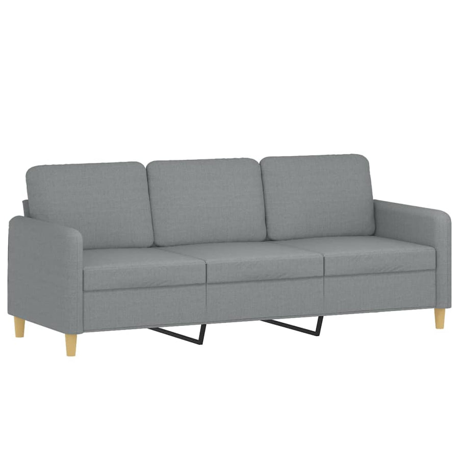 3-Delige Loungeset Met Kussens Stof Lichtgrijs met kussens en voetenbankje