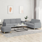 Loungeset 3-delig stof lichtgrijs
