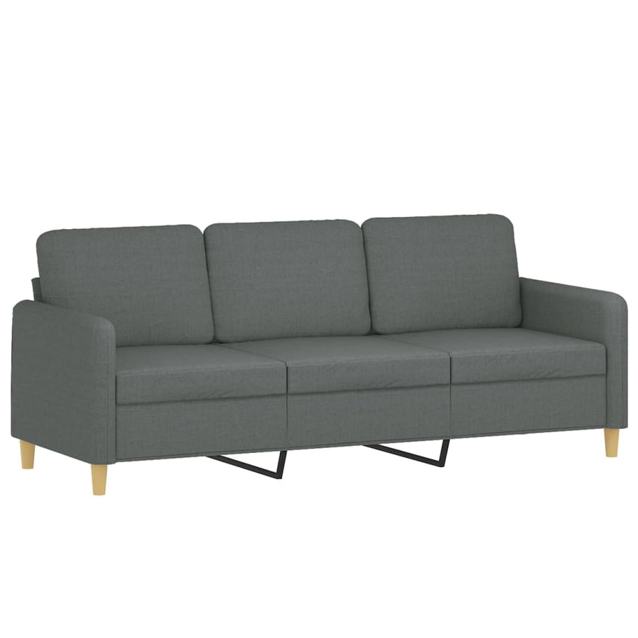 3-delige Loungeset met kussens stof donkergrijs Donkergrijs met kussens en voetenbankje