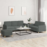 Loungeset 3-delig donkergrijs stof