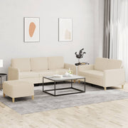 Loungeset 3-delig stof crèmekleurig