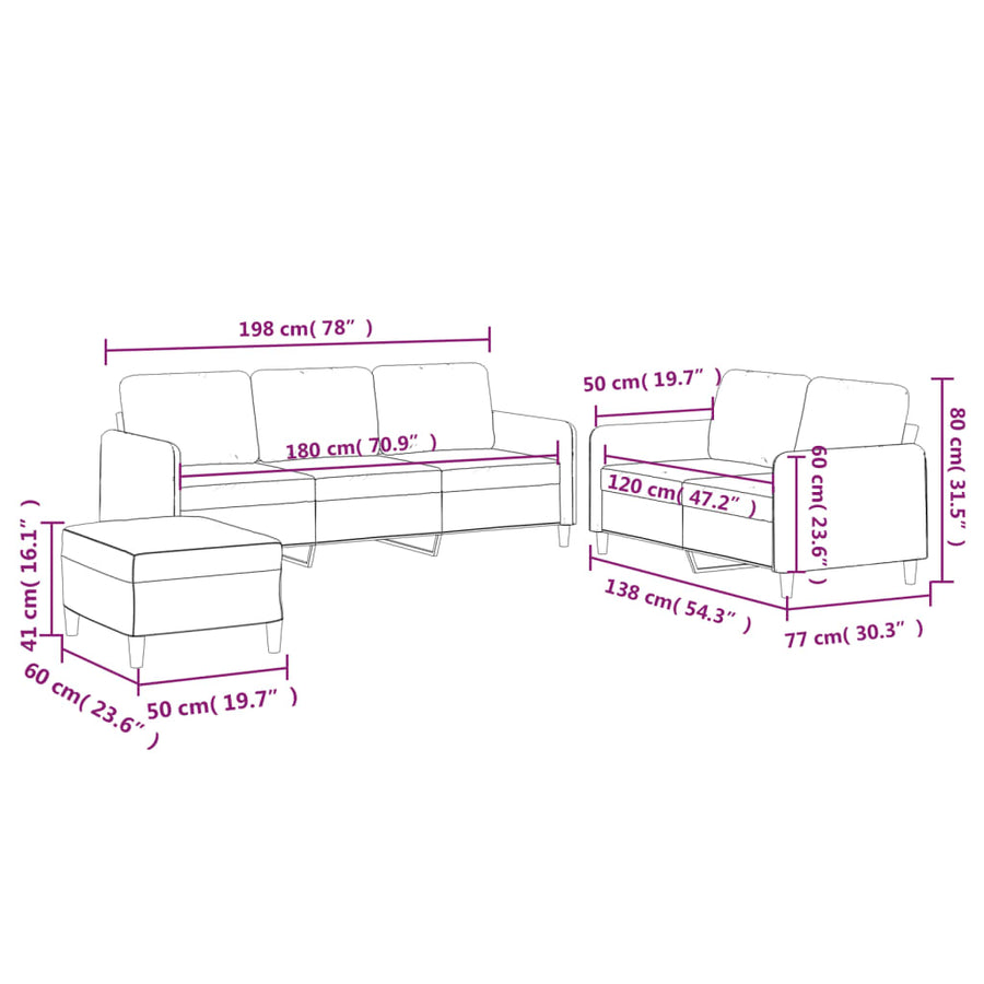 4-delige Loungeset met kussens stof bruin