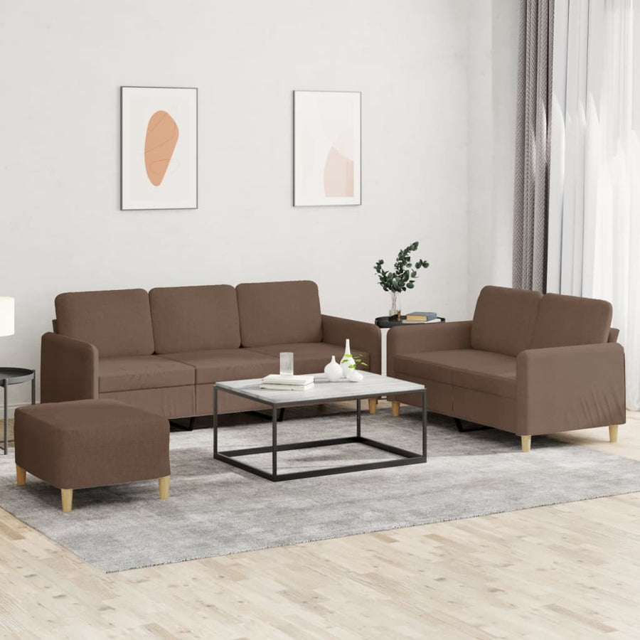 4-delige Loungeset met kussens stof bruin