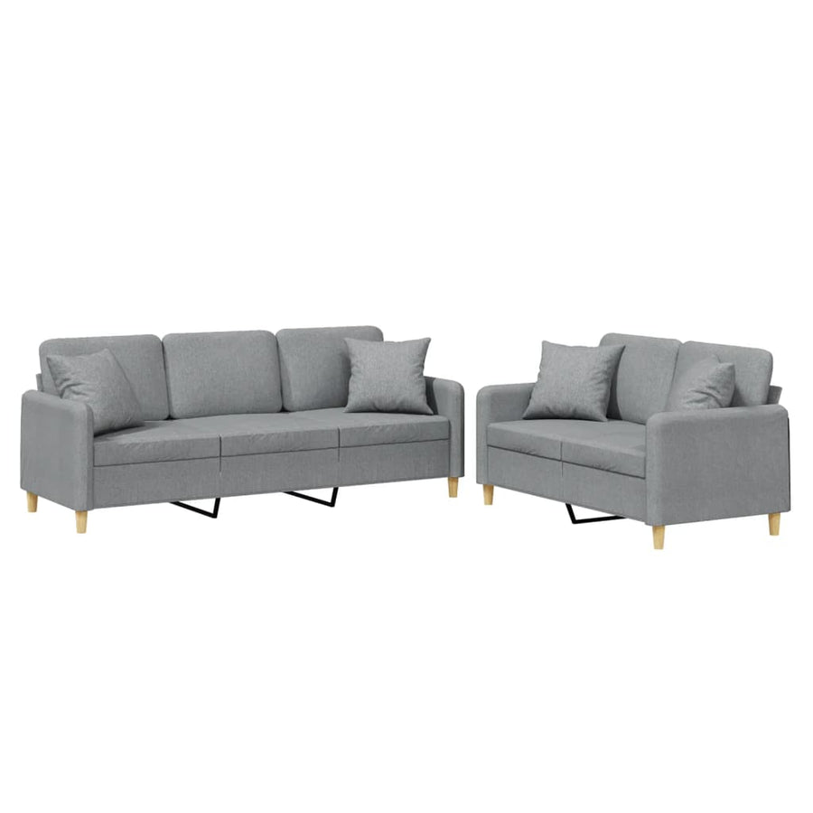 2-Delige Loungeset Stof Lichtgrijs met kussens