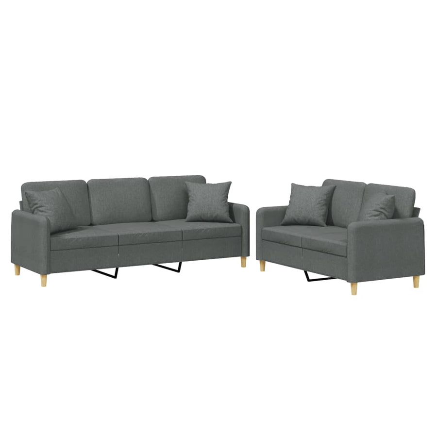 2-Delige Loungeset Stof Donkergrijs met kussens