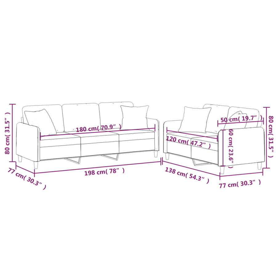 2-Delige Loungeset Stof Donkergrijs met kussens