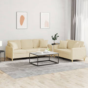Loungeset 2-delig stof crèmekleurig
