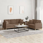 2-delige Loungeset met kussens stof bruin Bruin met kussens