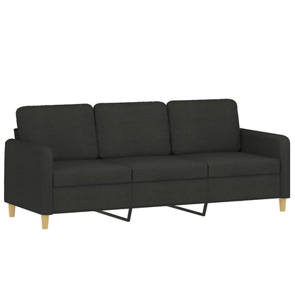 2-delige Loungeset met kussens stof zwart Zwart met kussens